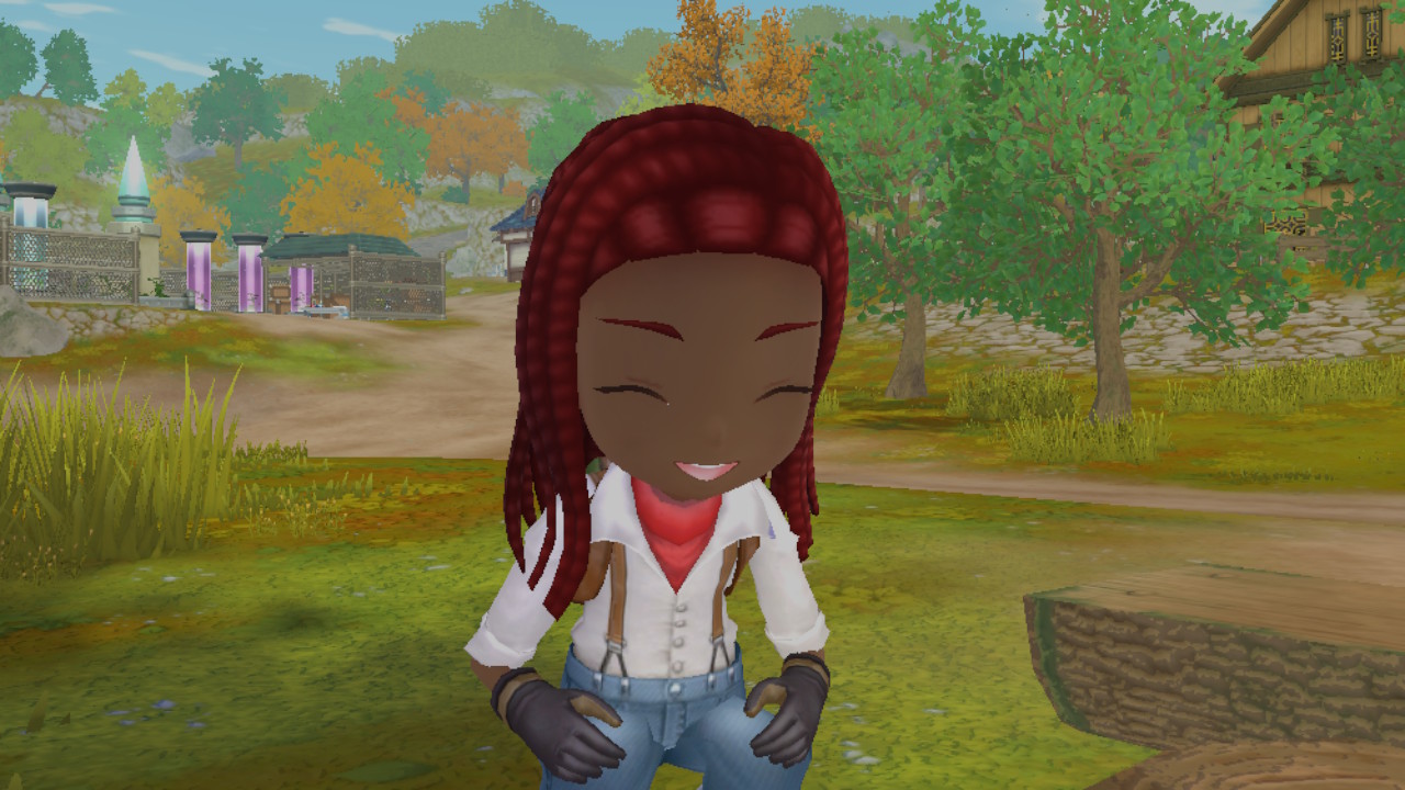 Nyasha with red hair laughing in a story of seasons a wonderful life